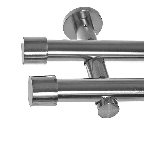 BASIT Gardinenstange 2 läufig 140cm lang Edelstahl Look I Gardinenstange doppelläufig Wandmontage Ø20mm mit Zylinder I In 120-600cm verfügbar H41 BASIT Gardinenstange 2 läufig 140cm lang Edelstahl Look I Gardinenstange doppelläufig Wandmontage Ø20mm mit Zylinder I In 120-600cm verfügbar H41 von BASIT