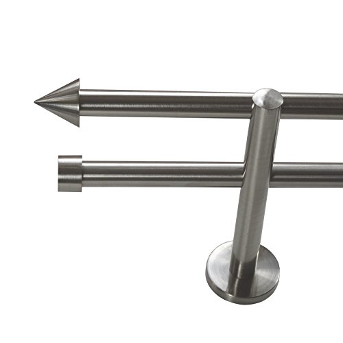 BASIT Gardinenstange 2 läufig 200 cm lang I Ø 16 mm I Vorgangstange doppelläufig Wandmontage in Edelstahl Look Set Metall I 120-600cm wählbar H22 BASIT Gardinenstange 2 läufig 200 cm lang I Ø 16 mm I Vorgangstange doppelläufig Wandmontage in Edelstahl Look Set Metall I 120-600cm wählbar H22 von BASIT