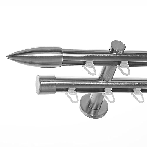 BASIT Gardinenstange 2 läufig Innenlauf Wandmontage 120 cm lang Edelstahl Look Vorhangstange doppelläufig mit Ø20mm Gardinenstangenset zweiläufig H40 BASIT Gardinenstange 2 läufig Innenlauf Wandmontage 120 cm lang Edelstahl Look Vorhangstange doppelläufig mit Ø20mm Gardinenstangenset zweiläufig H40 von BASIT