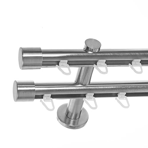 BASIT Gardinenstange 2 läufig Innenlauf Wandmontage 180 cm lang Edelstahl Look Vorhangstange doppelläufig mit Ø20mm Gardinenstangenset zweiläufig H40 BASIT Gardinenstange 2 läufig Innenlauf Wandmontage 180 cm lang Edelstahl Look Vorhangstange doppelläufig mit Ø20mm Gardinenstangenset zweiläufig H40 von BASIT
