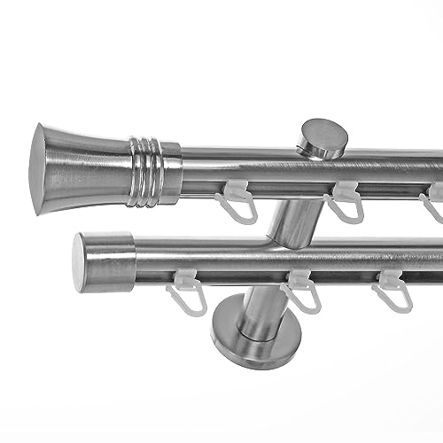 BASIT Gardinenstange 2 läufig Innenlauf Wandmontage 360 cm lang Edelstahl Look Vorhangstange doppelläufig mit Ø20mm Gardinenstangenset zweiläufig H40 BASIT Gardinenstange 2 läufig Innenlauf Wandmontage 360 cm lang Edelstahl Look Vorhangstange doppelläufig mit Ø20mm Gardinenstangenset zweiläufig H40 von BASIT