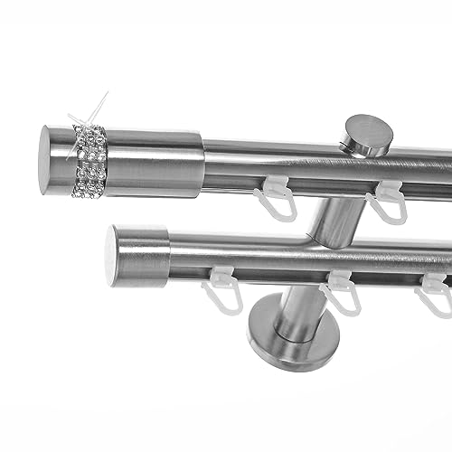 BASIT Gardinenstange 2 läufig Innenlauf Wandmontage 360 cm lang Edelstahl Look Vorhangstange doppelläufig mit Ø20mm Gardinenstangenset zweiläufig H40 BASIT Gardinenstange 2 läufig Innenlauf Wandmontage 360 cm lang Edelstahl Look Vorhangstange doppelläufig mit Ø20mm Gardinenstangenset zweiläufig H40 von BASIT
