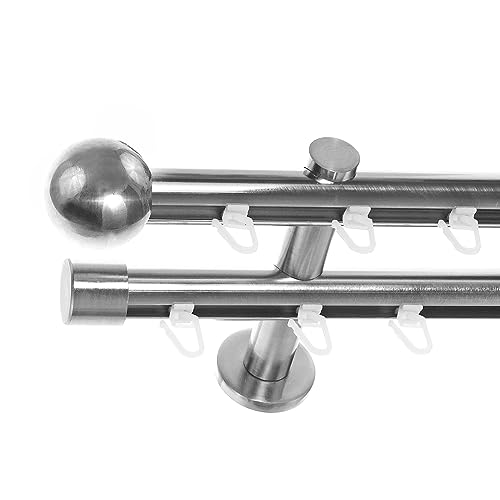 BASIT Gardinenstange 2 läufig Innenlauf Wandmontage 400 cm lang Edelstahl Look Vorhangstange doppelläufig mit Ø20mm Gardinenstangenset zweiläufig H40 BASIT Gardinenstange 2 läufig Innenlauf Wandmontage 400 cm lang Edelstahl Look Vorhangstange doppelläufig mit Ø20mm Gardinenstangenset zweiläufig H40 von BASIT