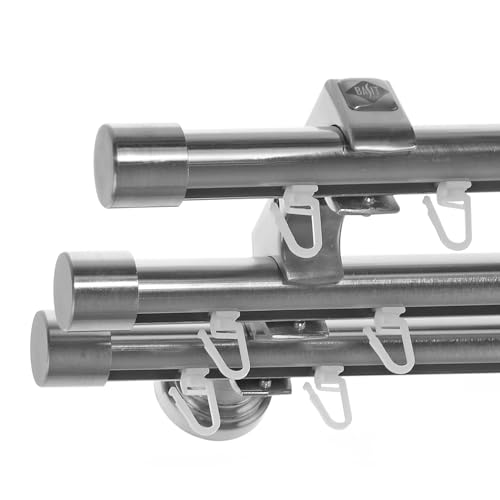 BASIT Gardinenstange 3 läufig Innenlauf Wandmontage 360 cm lang Edelstahl Look Vorhangstange dreiläufig mit Ø20mm Gardinenstangenset H60III BASIT Gardinenstange 3 läufig Innenlauf Wandmontage 360 cm lang Edelstahl Look Vorhangstange dreiläufig mit Ø20mm Gardinenstangenset H60III von BASIT