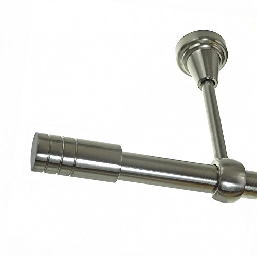 BASIT Gardinenstange Deckenmontage 1 läufig 120 cm lang Edelstahl Look Set Metall 1-läufige Vorhangstange Deckenmontage Ø19mm I 120-600cm wählbar D18 von BASIT
