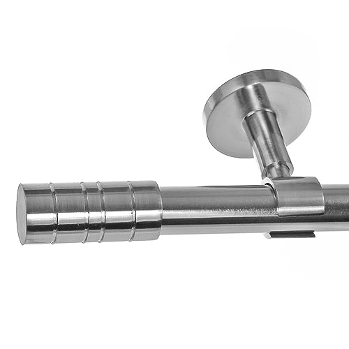 BASIT Gardinenstange Deckenmontage 1 läufig 120 cm lang Edelstahl Look Set Metall 1-läufige Vorhangstange Deckenmontage Ø20mm I 120-600cm wählbar D31 von BASIT