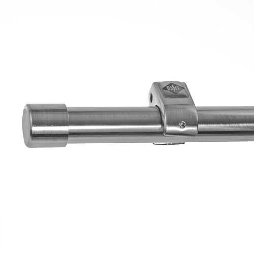 BASIT Gardinenstange Deckenmontage 1 läufig 120 cm lang Edelstahl Look Set Metall 1-läufige Vorhangstange Deckenmontage Ø20mm I 120-600cm wählbar D50R von BASIT