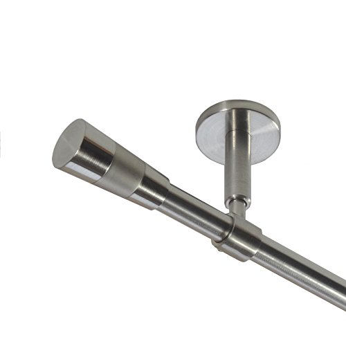 BASIT Gardinenstange Deckenmontage 1 läufig 120 cm lang Edelstahl Look Set Metall I 1-läufige Vorhangstange Deckenmontage Ø16mm I 120-600cm wählbar D11 BASIT Gardinenstange Deckenmontage 1 läufig 120 cm lang Edelstahl Look Set Metall I 1-läufige Vorhangstange Deckenmontage Ø16mm I 120-600cm wählbar D11 von BASIT