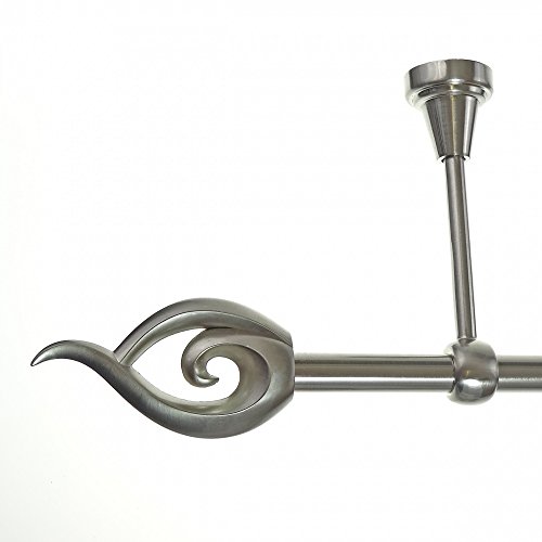 BASIT Gardinenstange Deckenmontage 1 läufig 120 cm lang Edelstahl Look Set Metall I 1-läufige Vorhangstange Deckenmontage Ø16mm I 120-600cm wählbar D14 von BASIT