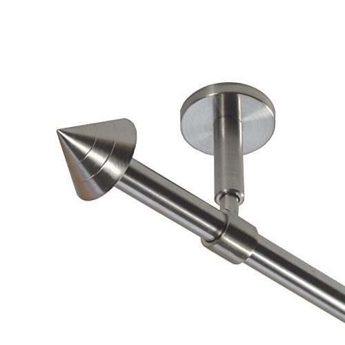 BASIT Gardinenstange Deckenmontage 1 läufig 140 cm lang Edelstahl Look Set Metall I 1-läufige Vorhangstange Deckenmontage Ø16mm I 120-600cm wählbar D11 von BASIT