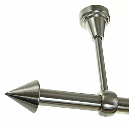 BASIT Gardinenstange Deckenmontage 1 läufig 160 cm lang Edelstahl Look Set Metall 1-läufige Vorhangstange Deckenmontage Ø19mm I 120-600cm wählbar D18 von BASIT