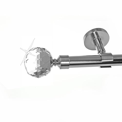 BASIT Gardinenstange Deckenmontage 1 läufig 180 cm lang Edelstahl Look Set Metall 1-läufige Vorhangstange Deckenmontage Ø20mm I 120-600cm wählbar D31 von BASIT