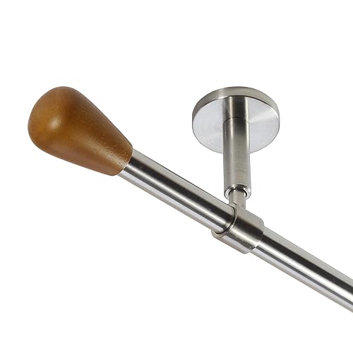 BASIT Gardinenstange Deckenmontage 1 läufig 180 cm lang Edelstahl Look Set Metall I 1-läufige Vorhangstange Deckenmontage Ø16mm I 120-600cm wählbar D11 von BASIT