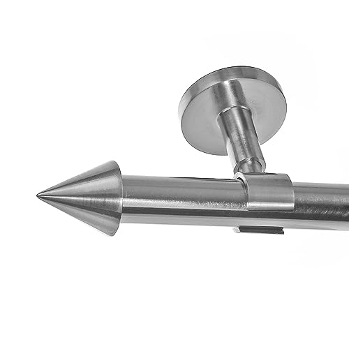 BASIT Gardinenstange Deckenmontage 1 läufig 200 cm lang Edelstahl Look Set Metall 1-läufige Vorhangstange Deckenmontage Ø20mm I 120-600cm wählbar D31 von BASIT