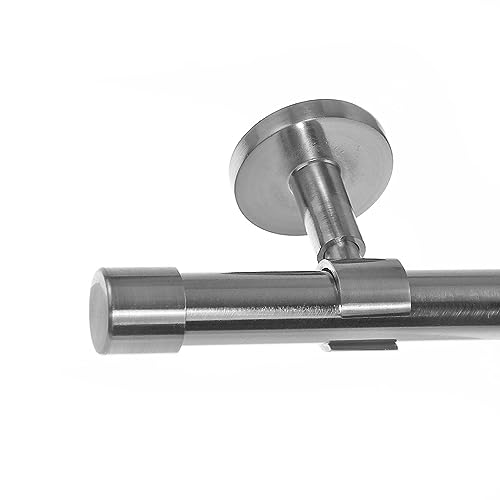 BASIT Gardinenstange Deckenmontage 1 läufig 200 cm lang Edelstahl Look Set Metall 1-läufige Vorhangstange Deckenmontage Ø20mm I 120-600cm wählbar D31 von BASIT