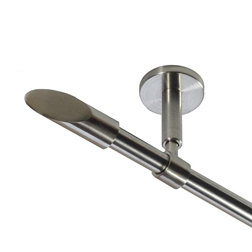 BASIT Gardinenstange Deckenmontage 1 läufig 240 cm lang Edelstahl Look Set Metall I 1-läufige Vorhangstange Deckenmontage Ø16mm I 120-600cm wählbar D11 BASIT Gardinenstange Deckenmontage 1 läufig 240 cm lang Edelstahl Look Set Metall I 1-läufige Vorhangstange Deckenmontage Ø16mm I 120-600cm wählbar D11 von BASIT