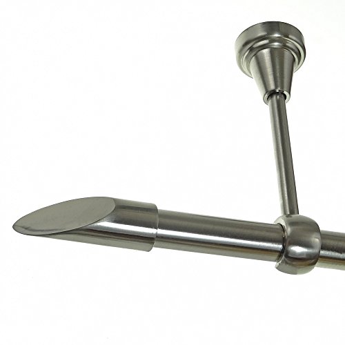 BASIT Gardinenstange Deckenmontage 1 läufig 280 cm lang Edelstahl Look Set Metall 1-läufige Vorhangstange Deckenmontage Ø19mm I 120-600cm wählbar D18 von BASIT