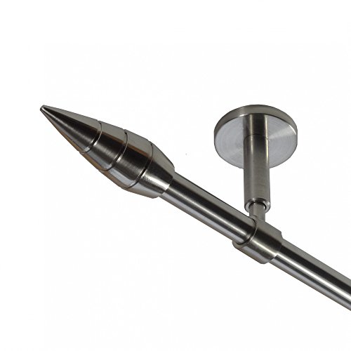 BASIT Gardinenstange Deckenmontage 1 läufig 280 cm lang Edelstahl Look Set Metall I 1-läufige Vorhangstange Deckenmontage Ø16mm I 120-600cm wählbar D11 von BASIT