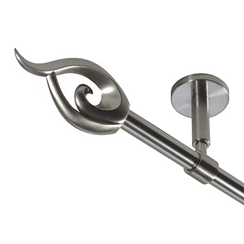 BASIT Gardinenstange Deckenmontage 1 läufig 320 cm lang Edelstahl Look Set Metall I 1-läufige Vorhangstange Deckenmontage Ø16mm I 120-600cm wählbar D11 von BASIT