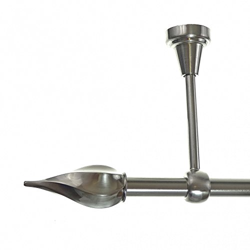 BASIT Gardinenstange Deckenmontage 1 läufig 320 cm lang Edelstahl Look Set Metall I 1-läufige Vorhangstange Deckenmontage Ø16mm I 120-600cm wählbar D14 von BASIT