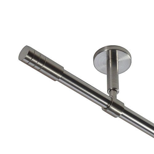 BASIT Gardinenstange Deckenmontage 1 läufig 360 cm lang Edelstahl Look Set Metall I 1-läufige Vorhangstange Deckenmontage Ø16mm I 120-600cm wählbar D11 von BASIT