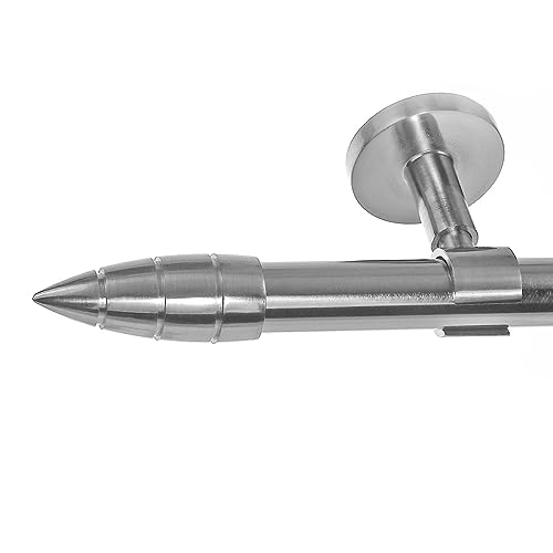 BASIT Gardinenstange Deckenmontage 1 läufig 480 cm lang Edelstahl Look Set Metall 1-läufige Vorhangstange Deckenmontage Ø20mm I 120-600cm wählbar D31 von BASIT