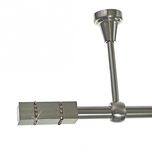 BASIT Gardinenstange Deckenmontage 1 läufig 540 cm lang Edelstahl Look Set Metall 1-läufige Vorhangstange Deckenmontage Ø19mm I 120-600cm wählbar D18 von BASIT