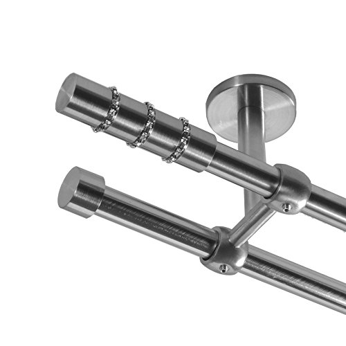 BASIT Gardinenstange Deckenmontage 2 läufig 400cm lang Edelstahl Look Metall Gardinenstange 2 läufig Deckenbefestigung Ø16mm I 120-600cm wählbar D21 BASIT Gardinenstange Deckenmontage 2 läufig 400cm lang Edelstahl Look Metall Gardinenstange 2 läufig Deckenbefestigung Ø16mm I 120-600cm wählbar D21 von BASIT