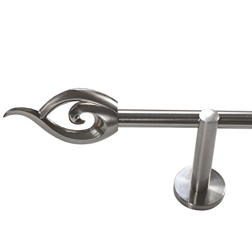 BASIT Gardinenstange mit Wandhalterung 140 cm lang Edelstahl Look im Set 1-läufige Gardinenstange Wandmontage Ø16mm Metall I 120-600 cm verfügbar H12 von BASIT