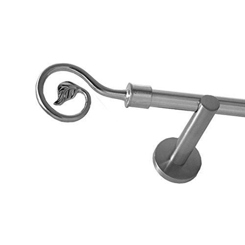 BASIT Gardinenstange mit Wandhalterung 140 cm lang Edelstahl Look im Set 1-läufige Gardinenstange Wandmontage Ø16mm Metall I 120-600 cm verfügbar H12 von BASIT