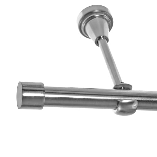 BASIT Gardinenstange mit Wandhalterung 160 cm lang Edelstahl Look im Set 1-läufige Gardinenstange Wandmontage - Deckenmontage Ø19mm Metall I 120-600 cm verfügbar H18 BASIT Gardinenstange mit Wandhalterung 160 cm lang Edelstahl Look im Set 1-läufige Gardinenstange Wandmontage - Deckenmontage Ø19mm Metall I 120-600 cm verfügbar H18 von BASIT