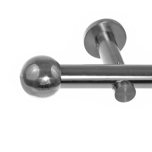 BASIT Gardinenstange mit Wandhalterung 240 cm lang Edelstahl Look im Set 1-läufige Gardinenstange Wandmontage Ø20mm Metall I 120-600 cm verfügbar H31 BASIT Gardinenstange mit Wandhalterung 240 cm lang Edelstahl Look im Set 1-läufige Gardinenstange Wandmontage Ø20mm Metall I 120-600 cm verfügbar H31 von BASIT