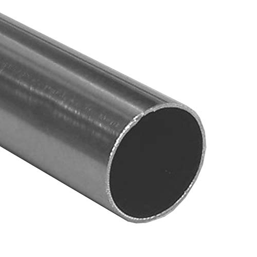 BASIT Gardinenstangenrohr in Optik von Edelstahlrohr 16mm Durchmesser 120cm lang I Gardinenstange Silber aus Metall in Edelstahl Look I Rundrohr von BASIT