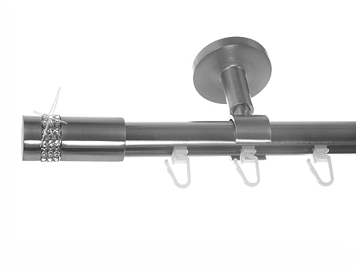 BASIT Innenlauf Gardinenstange 1 läufig 280 cm lang Edelstahl Look I Gardinenstange Deckenmontage 1 läufig Ø20mm I In 120-600cm verfügbar I D30 von BASIT