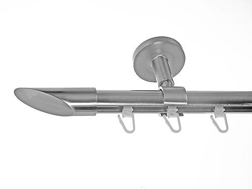 BASIT Innenlauf Gardinenstange 1 läufig 280 cm lang Edelstahl Look I Gardinenstange Deckenmontage 1 läufig Ø20mm I In 120-600cm verfügbar I D30 von BASIT