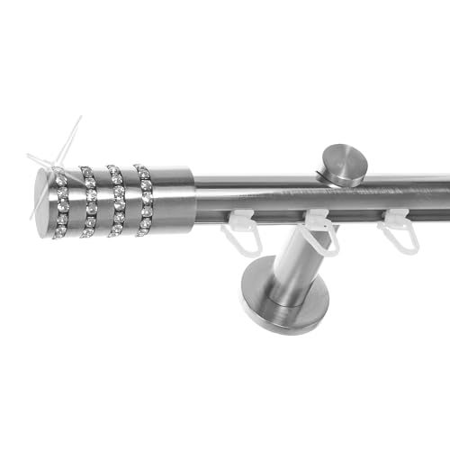 BASIT Innenlauf Gardinenstange 1 läufig Wandmontage 160 cm lang Edelstahl Optik I Vorhangstange mit Schiene 1läufig Ø20mm I 120-600 cm wählbar H30 BASIT Innenlauf Gardinenstange 1 läufig Wandmontage 160 cm lang Edelstahl Optik I Vorhangstange mit Schiene 1läufig Ø20mm I 120-600 cm wählbar H30 von BASIT