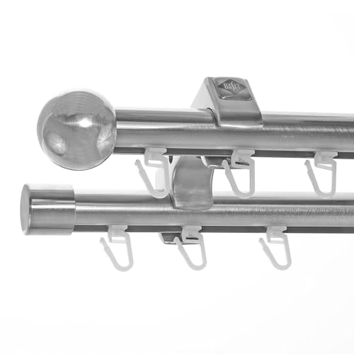 BASIT Innenlauf Gardinenstange 2 läufig Deckenmontage 360 cm lang Edelstahl Look I Vorhangstange mit Schiene 2läufig Ø20mm I 120-600 cm wählbar D60II BASIT Innenlauf Gardinenstange 2 läufig Deckenmontage 360 cm lang Edelstahl Look I Vorhangstange mit Schiene 2läufig Ø20mm I 120-600 cm wählbar D60II von BASIT