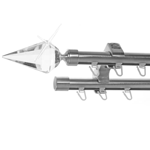 BASIT Innenlauf Gardinenstange 2 läufig Deckenmontage 360 cm lang Edelstahl Look I Vorhangstange mit Schiene 2läufig Ø20mm I 120-600 cm wählbar D60II BASIT Innenlauf Gardinenstange 2 läufig Deckenmontage 360 cm lang Edelstahl Look I Vorhangstange mit Schiene 2läufig Ø20mm I 120-600 cm wählbar D60II von BASIT