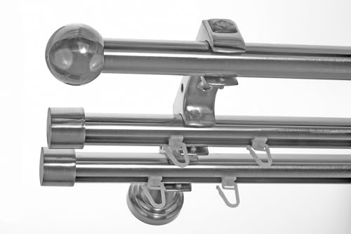 BASIT Rohr + 2x Innenlauf Gardinenstange Wandmontage 3 läufig 320cm lang Edelstahl Look Metall Gardinenstange 3 läufig Wandbefestigung Ø20mm I H60 RII BASIT Rohr + 2x Innenlauf Gardinenstange Wandmontage 3 läufig 320cm lang Edelstahl Look Metall Gardinenstange 3 läufig Wandbefestigung Ø20mm I H60 RII von BASIT