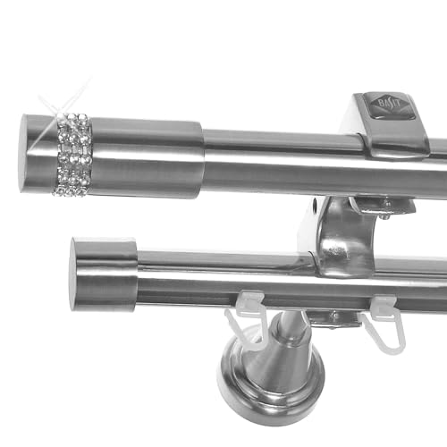 BASIT Rohr + Innenlauf Gardinenstange Wandmontage 2 läufig 280cm lang Edelstahl Look Metall Gardinenstange 2 läufig Wandbefestigung Ø20mm I H60 RI BASIT Rohr + Innenlauf Gardinenstange Wandmontage 2 läufig 280cm lang Edelstahl Look Metall Gardinenstange 2 läufig Wandbefestigung Ø20mm I H60 RI von BASIT