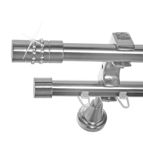 BASIT Rohr + Innenlauf Gardinenstange Wandmontage 2 läufig 360cm lang Edelstahl Look Metall Gardinenstange 2 läufig Wandbefestigung Ø20mm I H60 RI BASIT Rohr + Innenlauf Gardinenstange Wandmontage 2 läufig 360cm lang Edelstahl Look Metall Gardinenstange 2 läufig Wandbefestigung Ø20mm I H60 RI von BASIT