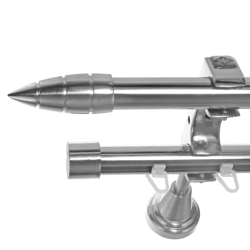 BASIT Rohr + Innenlauf Gardinenstange Wandmontage 2 läufig 360cm lang Edelstahl Look Metall Gardinenstange 2 läufig Wandbefestigung Ø20mm I H60 RI BASIT Rohr + Innenlauf Gardinenstange Wandmontage 2 läufig 360cm lang Edelstahl Look Metall Gardinenstange 2 läufig Wandbefestigung Ø20mm I H60 RI von BASIT