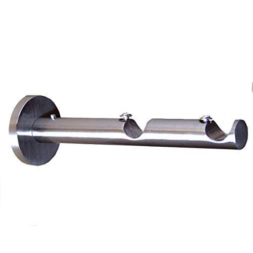 BASIT Träger 16 mm Gardinenstange Edelstahl Look oder Verlängerung H10 H20 D11 D21, Modell:H20 Wandträger 2-läufig von BASIT