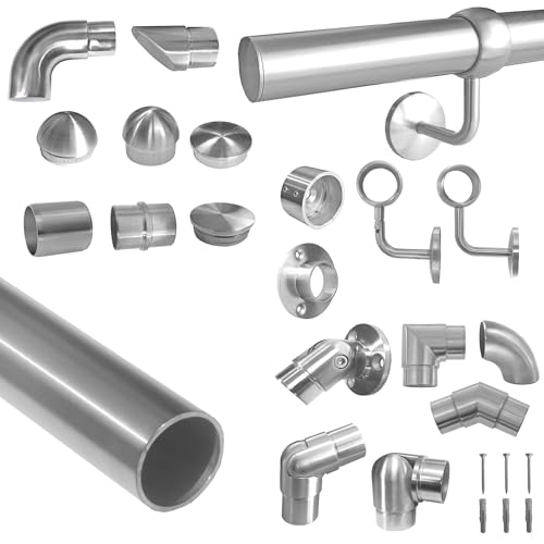 BASIT Edelstahlrohr Ø 42,4 x 2,0 mm V2A I 70 cm I Edelstahl Geländer für Treppen Handlauf Treppengeländer für innen & außen selber erstellen I Rohr Rundrohr geschliffen K240 von BASIT