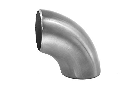 Edelstahl Schweißbogen geschliffen Schweißbögen für Geländer & Handlauf I V2A Rohrbogen VA Ø33,7/42,4/48,3, Modell:3067-3 - 90° Ø 33.7x2.0mm von BASIT