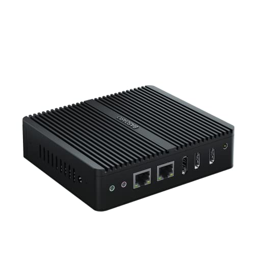 BASOARO Industrie Mini PC, lüfterloser Mini Desktop PC Celeron J6412, 8GB RAM 1TB SSD, 1*DP, 2*HD, 4K Dreifach Display, 2 RJ45 Gigabit Ethernet, 2 RS232 COM, Dualband WLAN, BT 4.2, Lüfterloser Mini PC von BASOARO