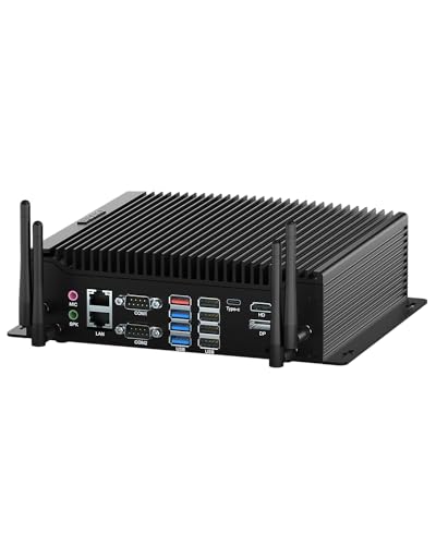 BASOARO Lüfterloser Industrie PC, Mini Desktop PC Windows 11, Core i5 10210U, Mini PC Dual Ethernet, 8GB RAM 128GB SSD, HD DP Type-C Triple Display, GPIO, 6 RS232 COM, 8 USB, Dualband WLAN, BT 4.2 von BASOARO