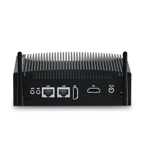 BASOARO Lüfterloser Industrie Mini PC i5, Mini PC Win 11 Pro, 8GB RAM 1TB SSD Core i5 8350U Industrie Computer mit RS232, Dual RJ45 LAN, 2 HD Displays, USB 3.0, Dualband WLAN, BT von BASOARO