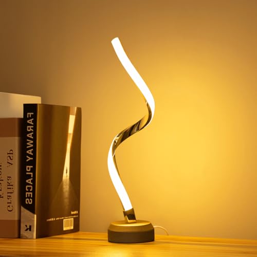 BASRAE Spirale Nachttischlampe,Moderne LED Tischlampe,3 Farbtemperaturen,Tischleuchte mit Kabel,Dimmbar Farbwechsel Schreibtischlampe für Schlafzimmer Wohnzimmer,Warmes Lampe aus Holz,Deko Tischlampen BASRAE Spirale Nachttischlampe,Moderne LED Tischlampe,3 Farbtemperaturen,Tischleuchte mit Kabel,Dimmbar Farbwechsel Schreibtischlampe für Schlafzimmer Wohnzimmer,Warmes Lampe aus Holz,Deko Tischlampen von BASRAE