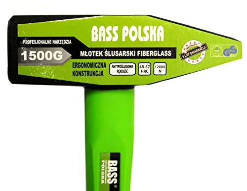 BASS POLSKA Schlosserhammer Hammer Fiberglas Robust Praktisch Profirierte Griff Nägelarbeite Montage Werkstatt Zuhause Solide Herstellung 10 Jahre Garantie Glasfasermaterial 1500 g von BASS POLSKA